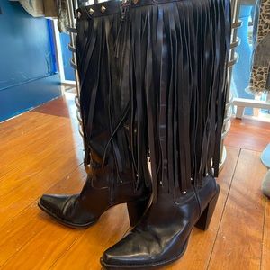 Donald J. Pliner Leather fringe cowboy boots, size 7.5